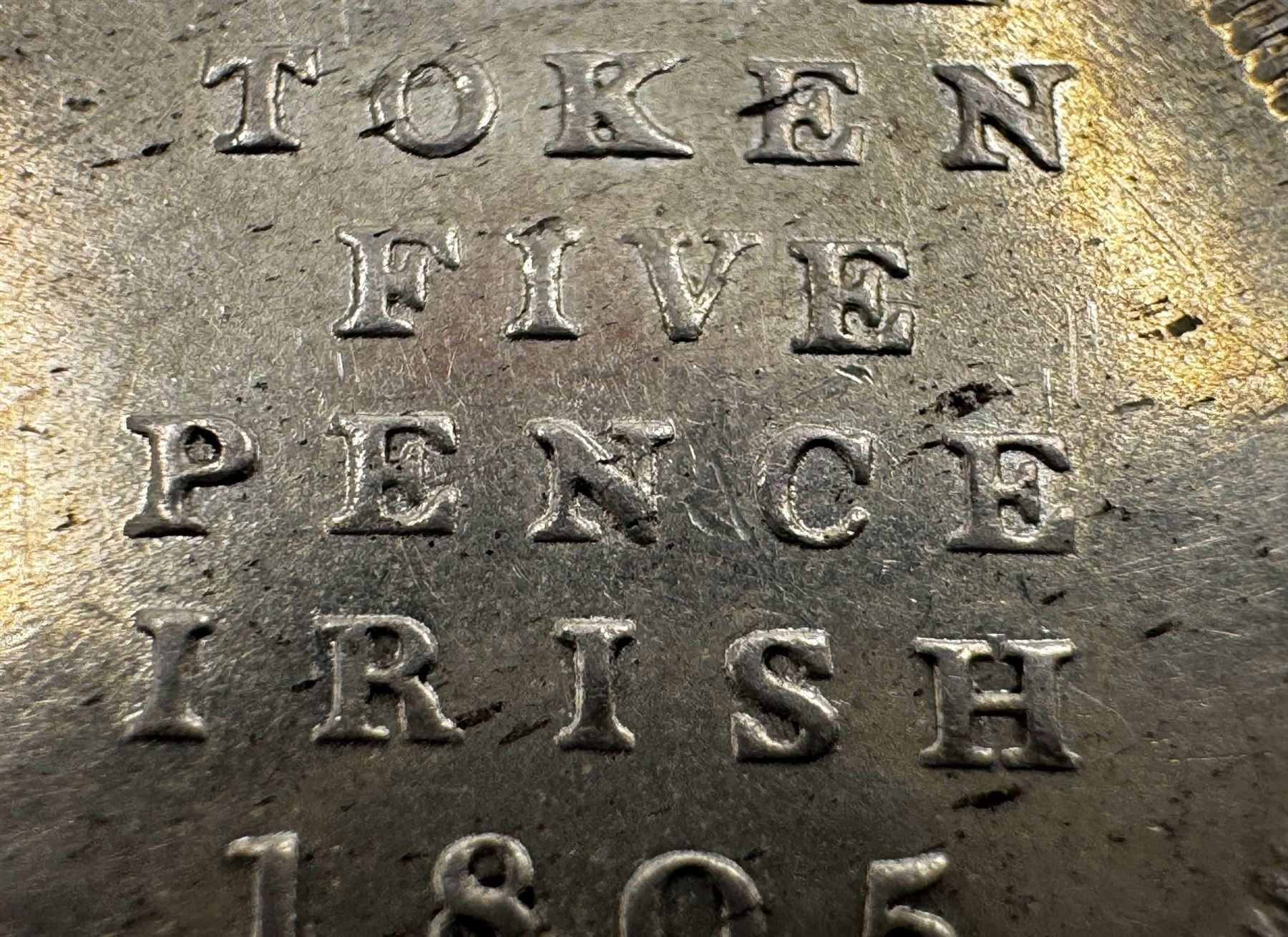 George III Irish 1805 five pence bank token