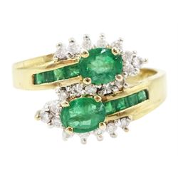 14ct gold emerald and diamond crossover 