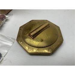 Silver necklace, compact mirror with lipstick holder and a collection of costume jewellery 