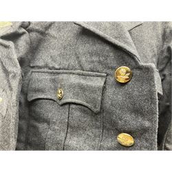 British RAF uniform, including jacket and trousers, modern RAF uniform buttons and a collection of reproduction wartime newspapers