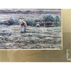 Reginald Aspinwall (British 1858-1921): Harvesting, watercolour signed and dated 1890, 23cm x 35cm