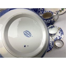 Spode Italian pattern bowl, with blue print beneath, together with a Spode Blue Tower pattern cake plate, and  other blue and white wares to include Wedgwood, Burleighware etc