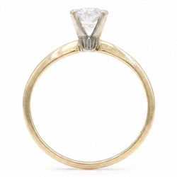 14ct gold diamond ring, four claw set with a single round brilliant cut diamond of 0.61 carat, stamped