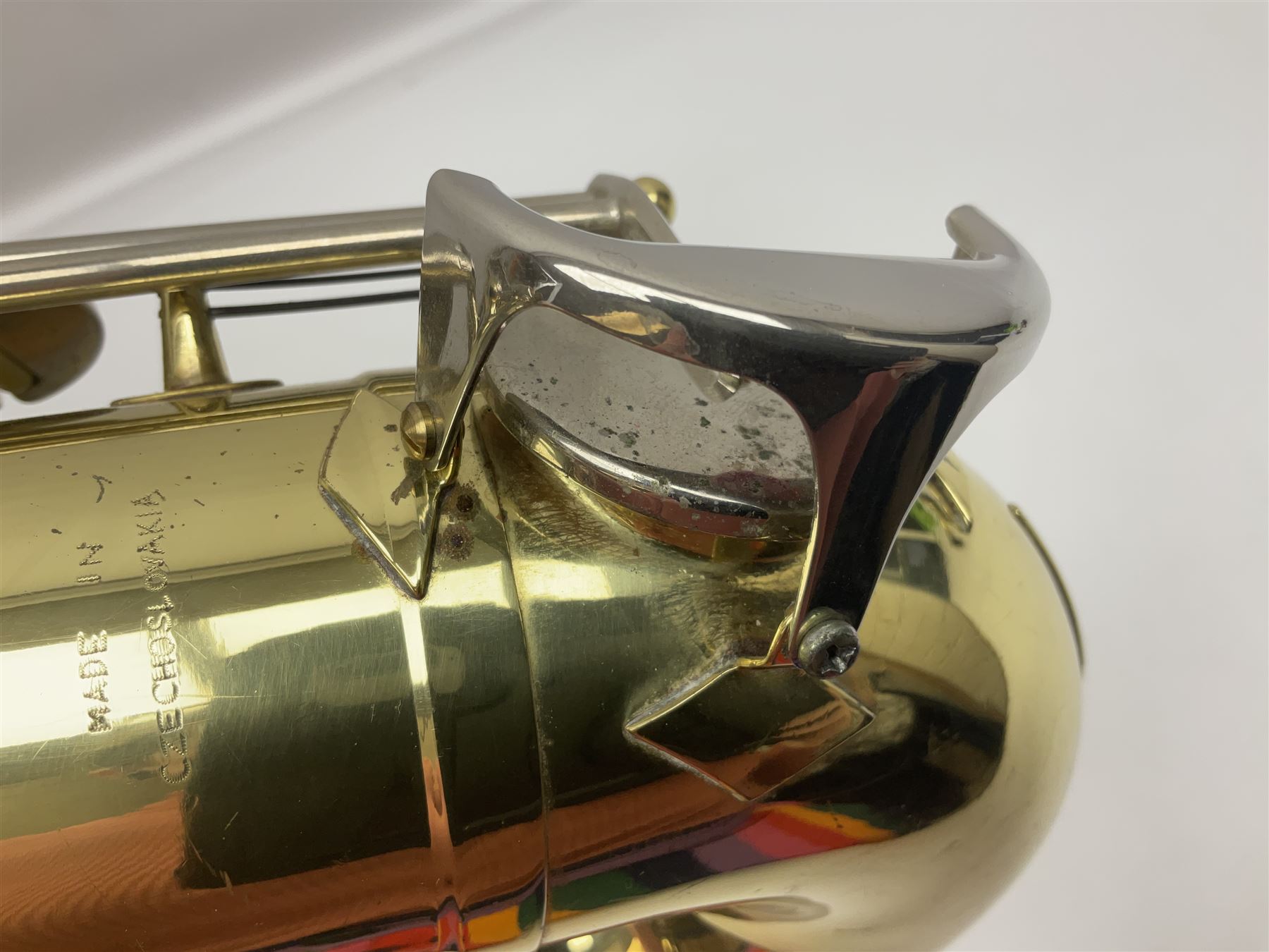 Czechoslovakian Corton tenor saxophone, probably 1970s/80s, serial no.132621; in fitted carrying case with crook and two mouthpieces