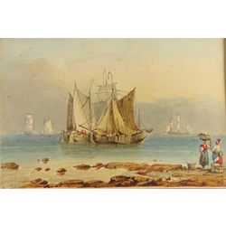  Continental Rural Landscapes and Seascape, three 19th century watercolours unsigned (unframed) 9cm x 12.5cm (3)  