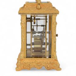Rapport-English late 20th century 8-day timepiece brass carriage clock in a late 19th century 
