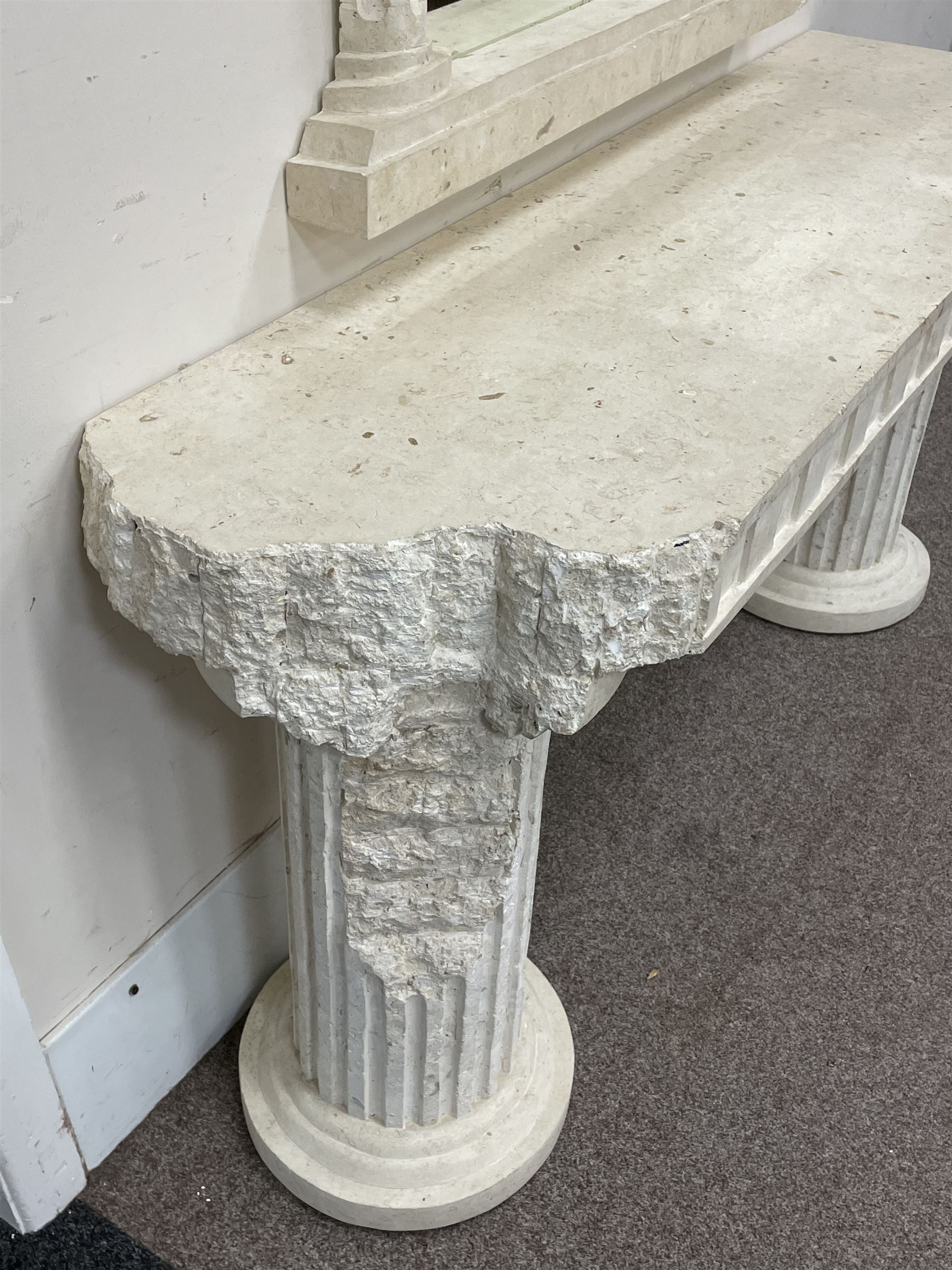 Cast architectural stone effect console table with mirror