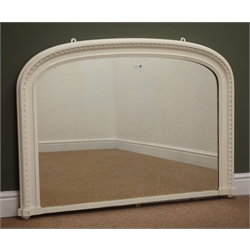  19th century rectangular arched over mantel mirror, W104cm, H85cm  