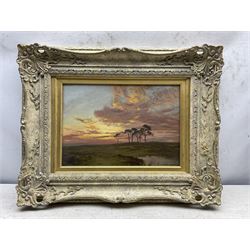Charles Smith (British 19th Century): Sunset Over a Flatland Landscape, oil on board signed 20.5cm x 30cm 
