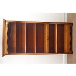  Cherry bookcase, projecting cornice, four adjustable shelves, shaped apron, solid end supports, W95cm, H190cm, D39cm  