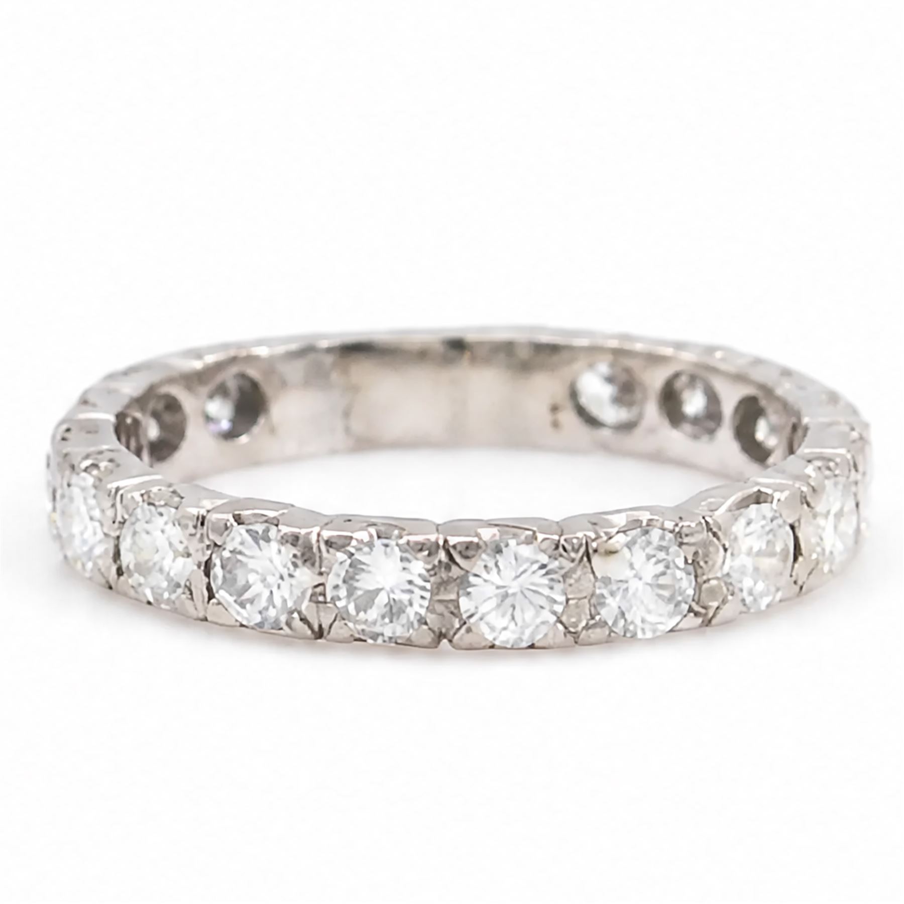 White gold diamond eternity ring, set with seventeen round brilliant cut diamonds, total diamond weight approx 2.20 carat