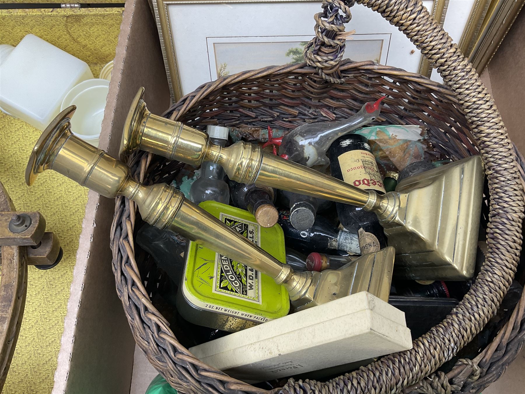 The National Comprehensive Family Bible, coloured and black and white plates, together with Jessop Atlantic tripod, brass candlestick and other collectables, in three boxes 