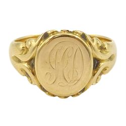 18ct gold signet ring, engraved with initials 'HD', by Henry Griffith & Sons Ltd, Birmingham 1926