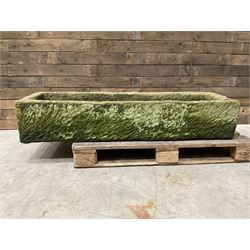 Large 19th century rectanglar stone trough 