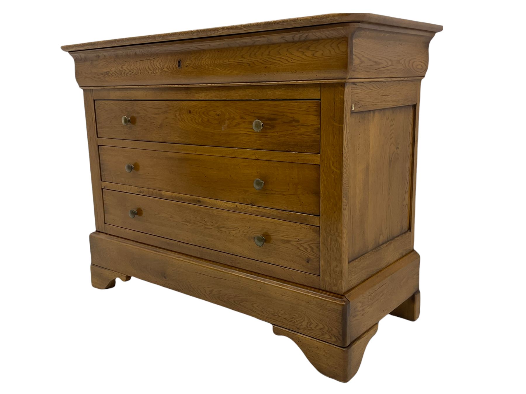 Barre Dugue - French oak five drawer chest with three drawers and frieze drawer at top and one at bottom 
