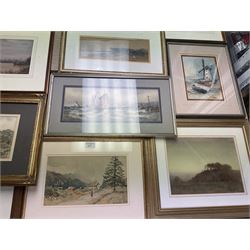 Collection of 19th and early 20th century watercolours, artists including Fred R Gibson, Joseph Pighills, Norman Wilkinson, George Anderson Short, George Stratton Ferrier,  John Dobby Walker, WH Gray, William Woodhouse, R Thomas, Claude Hayes, W Harrison, Mary Weatherill, Robert Houston, Tom Jones, etc (17)
