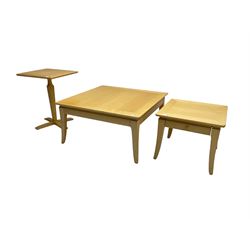 Skovby - square coffee table, occasional table, and matching side table with single drawer