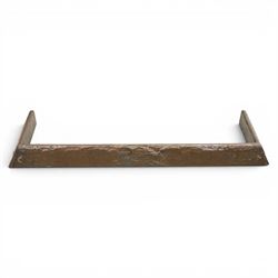 Arts & Crafts copper fire fender, with central ship scene, riveted corners