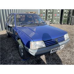 M941 LOH - Peugeot 205 1.6L injection Mardi Gras, five door hatchback, 36,000 miles, blue, V5 present, 2 x keys, runner

Alternative buyers premium of 10% + VAT applies. - THIS LOT IS TO BE COLLECTED BY APPOINTMENT FROM DUGGLEBY STORAGE, GREAT HILL, EASTFIELD, SCARBOROUGH, YO11 3TX
