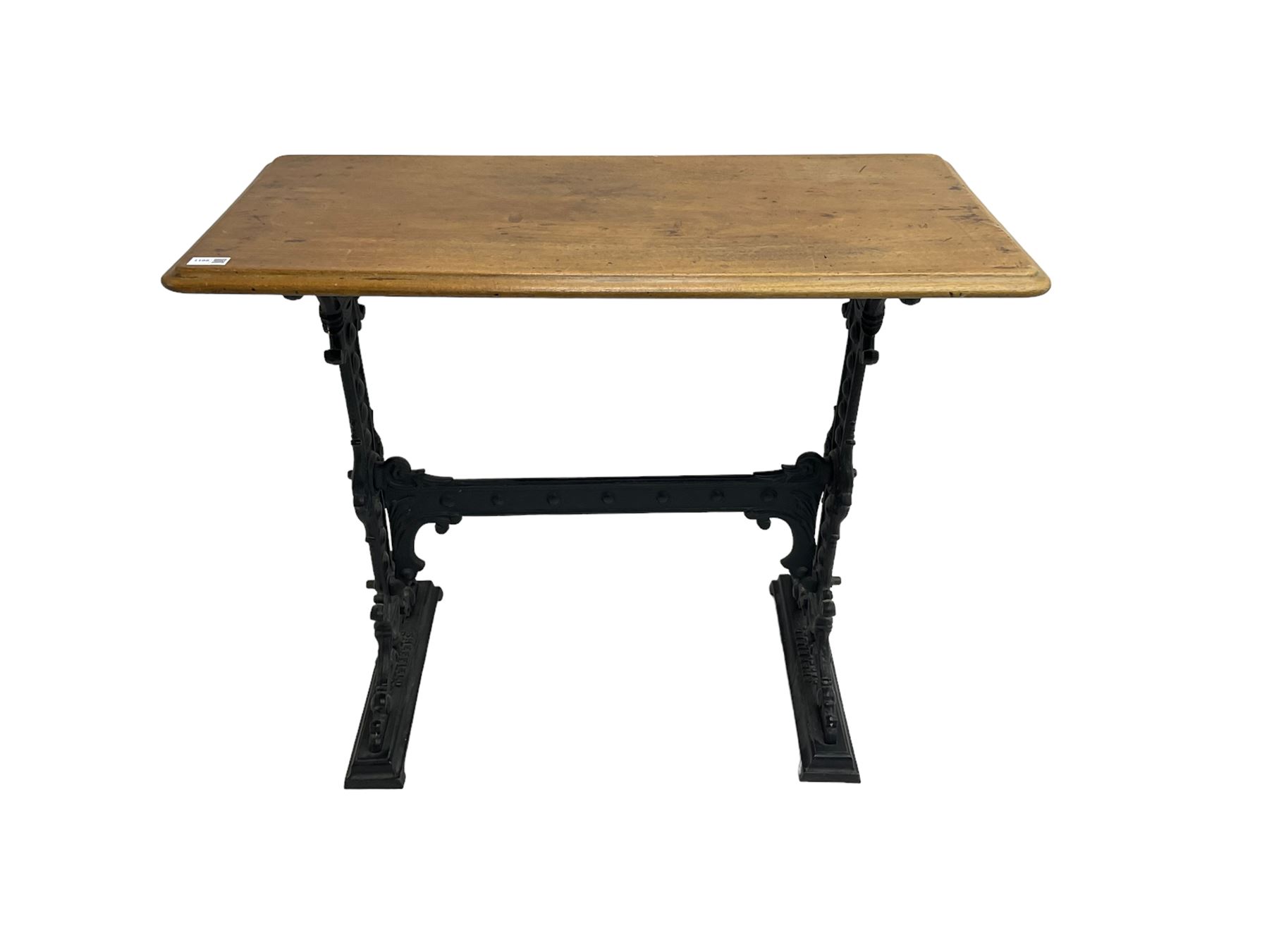 'Sheffield Bar Fitters' Caskell & Chambers Ltd. - walnut and cast iron table 