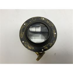 19th century Dallmeyer & Co. London brass lantern projection lens with rack and pinion focussing, serial no.14833 D5cm