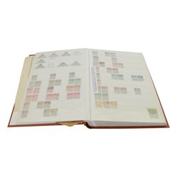 Extensive and well-annotated collection of Great Britain and World Queen Victoria and later stamps, including Queen Victoria penny black with faint red MX cancel, 1840 two pence blue, embossed issues, QV one pound brown lilac, QV one pound green, King Edward VII one pound green, numerous King George V seahorses, 1929 Postal Union Congress one pound, unused, King George VI 1939-48 mint set of six including ten shillings dark blue, Cape of Good Hope triangles, further Commonwealth issues, etc