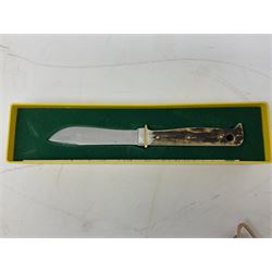 German Puma Hunter's-Pal knife, the 10cm steel blade marked model 6397, serial No.72573 to guard, fixed blade, antler scales; in original hard plastic case with paperwork and guarantee label; with brown leather sheath marked Puma L22.5cm overall