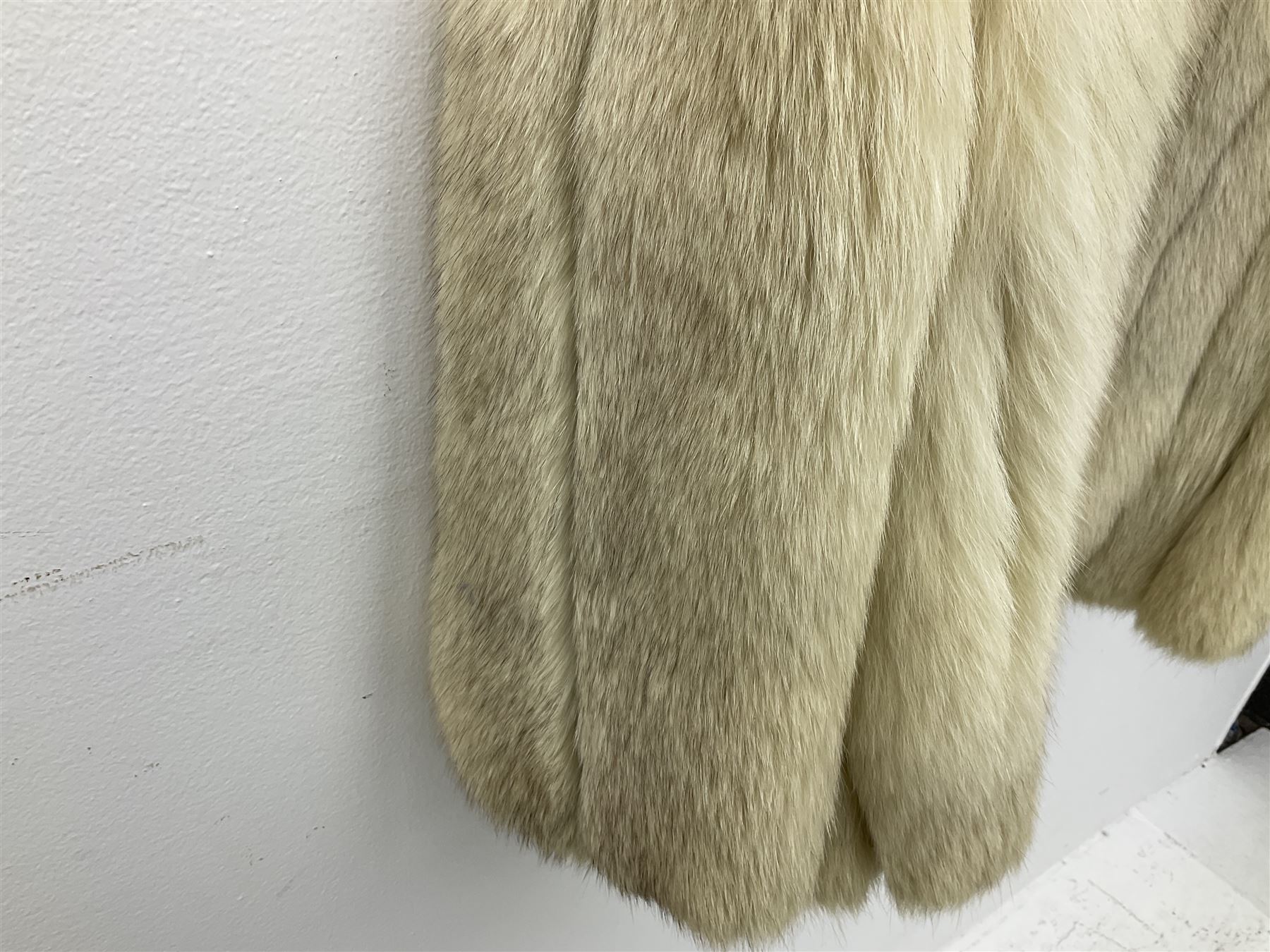 White Arctic Fox fur coat with loop fasteners 