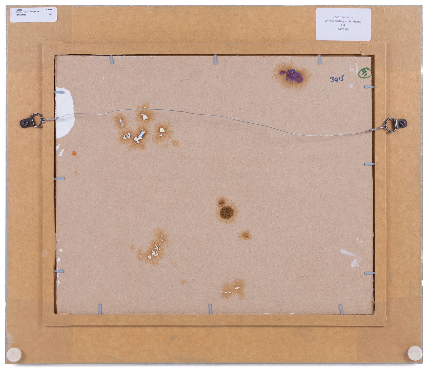 Christine M Pybus (British 1954-): 'Winter Surfing at Sandsend', oil on board signed 29cm x 36cm 