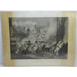 After John Singleton Copley, late 18th century engraving entitled 'The Death of Major Pierson' 81 x 65cm and after John Bacon, a Boer War sepia print entitled 'The Relief of Ladysmith' 54 x 77cm, both unframed (2)  