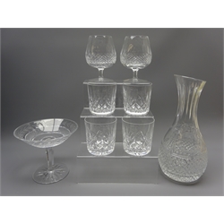  Pair Waterford crystal Colleen pattern Brandy Balloons & matching comport, set of four Waterford tumblers and Stuart crystal carafe (8)  