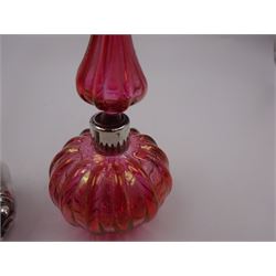 Modern novelty silver tape measure, in the form of a pig, hallmarked CME Jewellery Ltd, together with a silver mounted pink glass scent bottle, signed H. White to base, with silver collar hallmarked Laurence R Watson & Co, Birmingham 1996, scent bottle H12cm