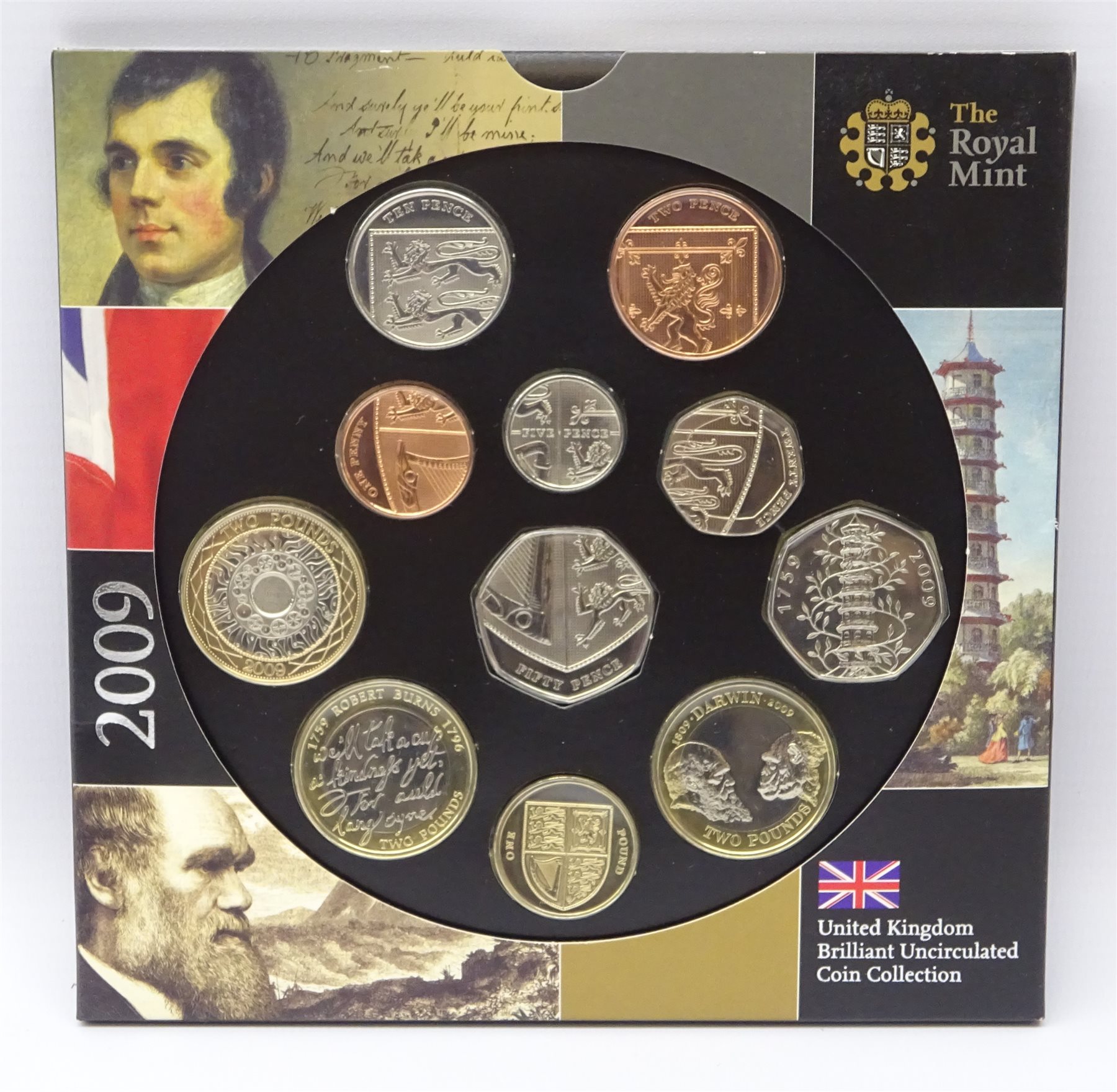 United Kingdom 2009 brilliant uncirculated coin collection, including