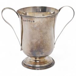 George III provincial silver two handled mug of baluster form engraved with initials, with reeded loop handles H14cm Newcastle 1799 Maker John Langlands II