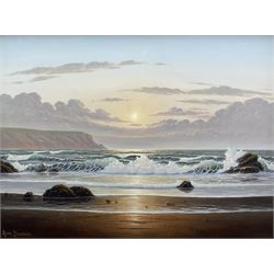 Alan Dinsdale (British 1939-): Sunrise on the Shoreline, oil on canvas signed 45cm x 60cm