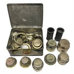 Quantity of Horse brasses and brass hub caps to include local interest examples such as Scarborough, etc