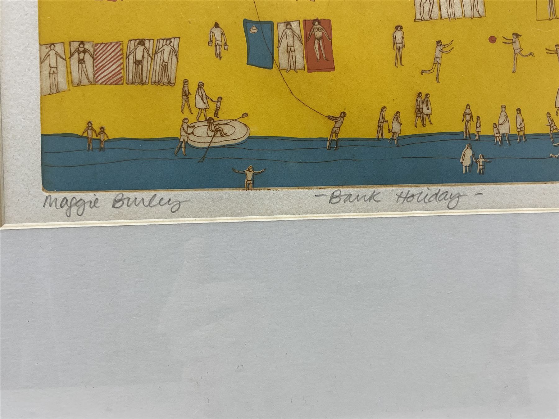Maggie Burley (British Contemporary): 'Bank Holiday', etching and aquatint signed titled and numbered 11/60 in pencil 22cm x 25cm