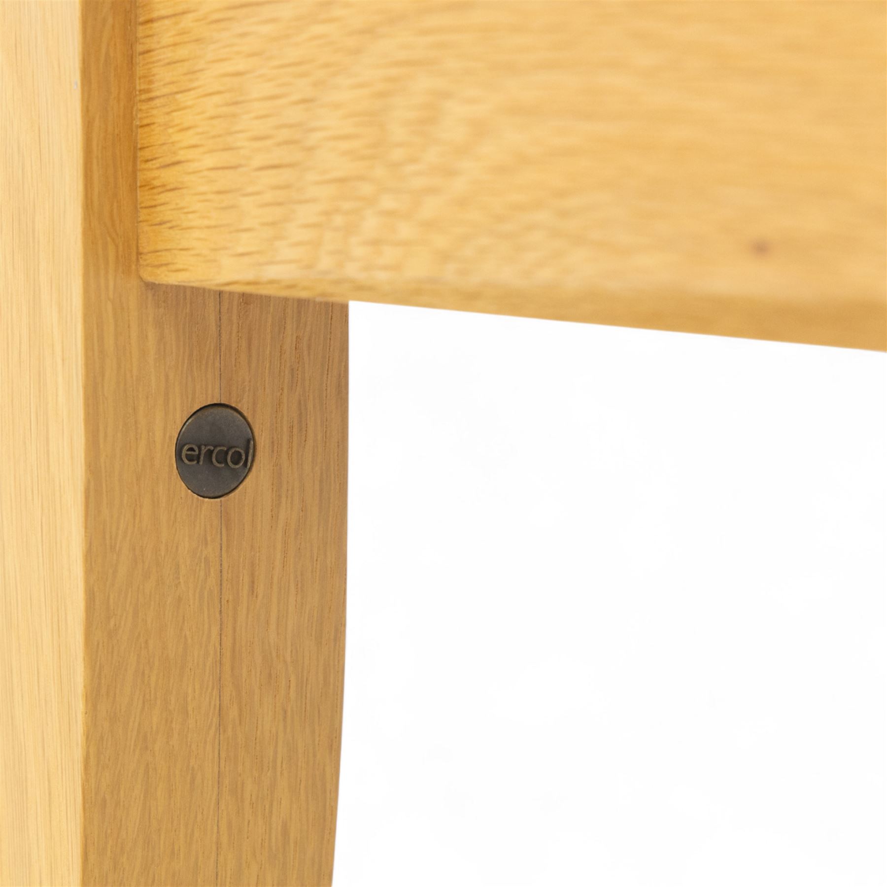 Ercol - light oak ‘Artisan’ coffee table, of rectangular form with chamfered top and gently tapered legs