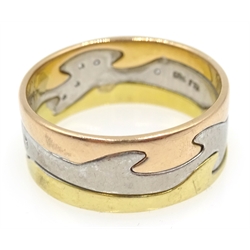  Georg Jensen tri-colour 18ct gold diamond set fusion ring hallmarked  