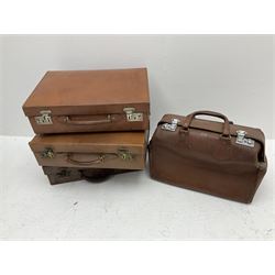Selection of vintage luggage, comprising metal trunk, steamer trunk, and eight suitcases of various sizes, etc.