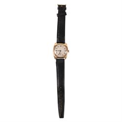 Early 20th century 9ct gold manual wind wristwatch by V.W Ltd, silvered dial with subsidia...