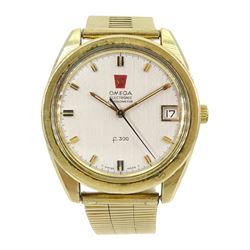 Omega Electronic Chronometer f300 gentleman's quartz stainless steel wristwatch, No. 32005840, on gilt strap with detached omega buckle, with receipt dated 1971, boxed