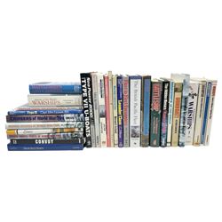 Thirty books of maritime and naval interest including David Hobbs: The British Pacific Fleet; Ian Marshall: Armoured Ships; M.J. Whitley: Cruisers of WW2, German Cruisers of WW2 and German Coastal Forces of WW2; books on warships, U-Boats, combat ships etc