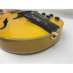 Ibanez George Benson 40th Anniversary arch top semi-acoustic guitar with floating pick-ups and mother-of-pearl inlay; model no.GB40THII serial no.S16120480; L104.5cm; in Ibanez hard carrying case with manual
