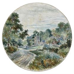 Frederick Schultz Smith (Hull 1860-1925): 'Brantingham Dale' - East Yorkshire, circular watercolour signed 14cm diameter