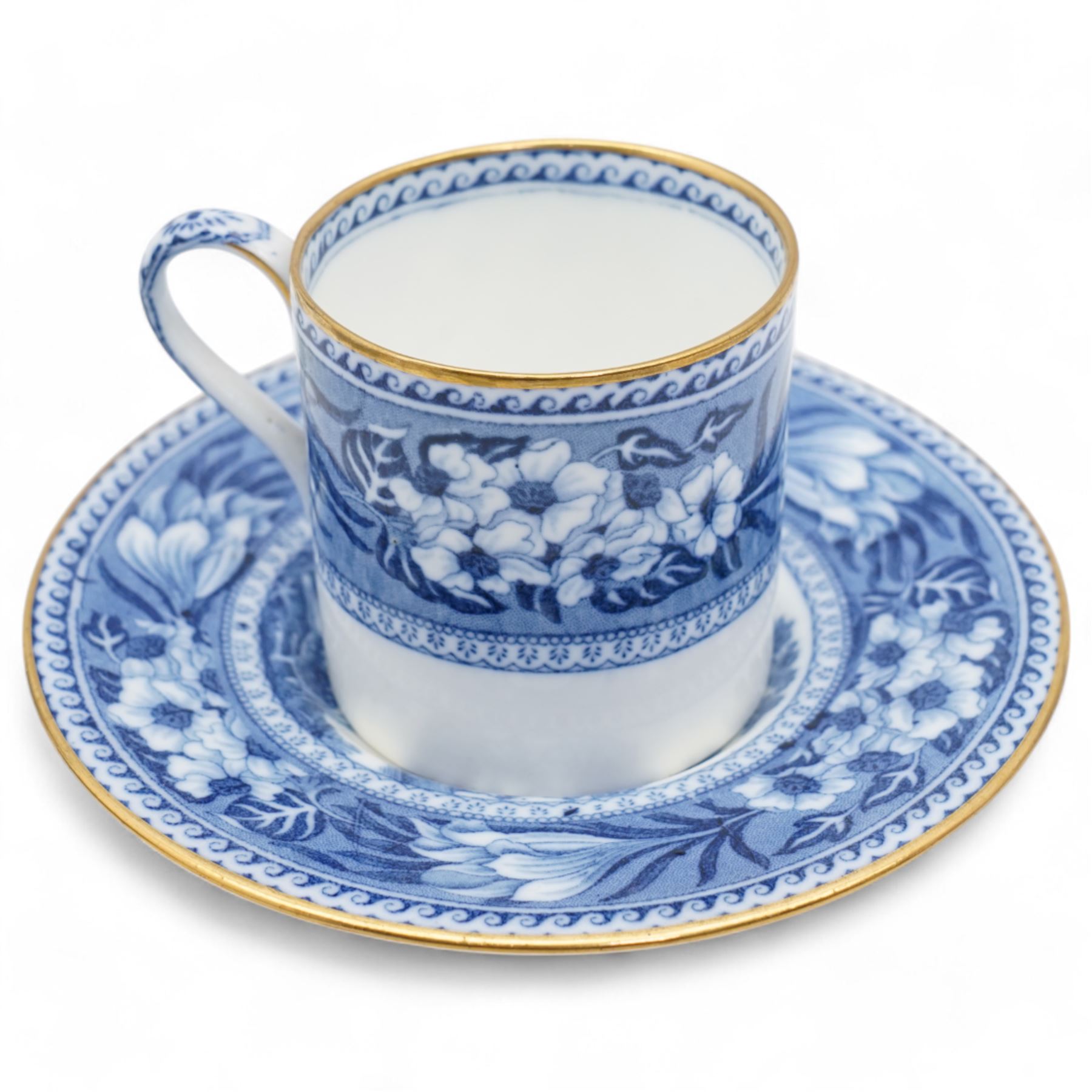 Pair of early 19th century Enoch Wood 'Grapevine Border Series' blue and white knife rests, another pair in the Willow pattern, Victorian T G Booth Indian Ornament razor box and cover and Wedgwood 'Fallow Deer' pattern coffee pot, cream jug, sugar bowl and cover and a coffee can and saucer