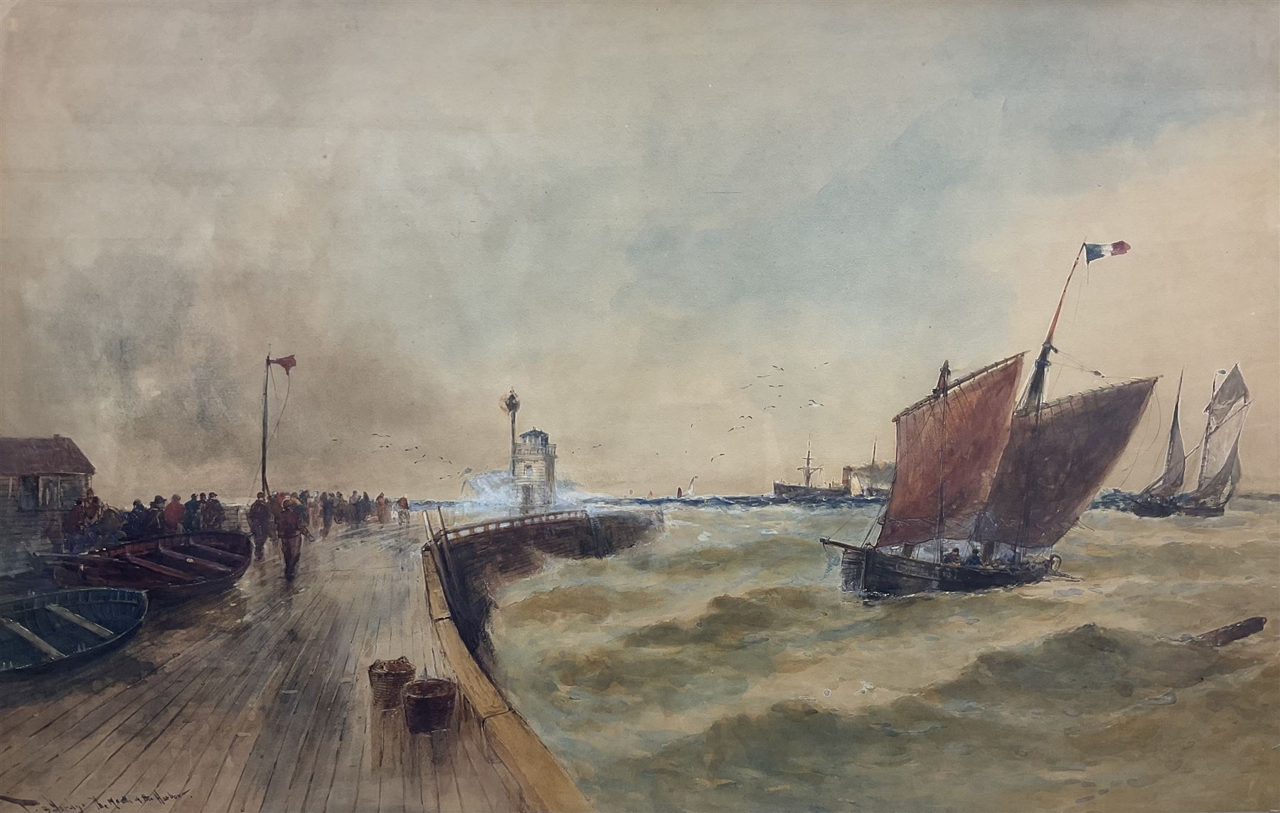 Thomas Bush Hardy (British 1842-1897): 'The Mouth of the Harbour', watercolour signed and titled 63cm x 98cm