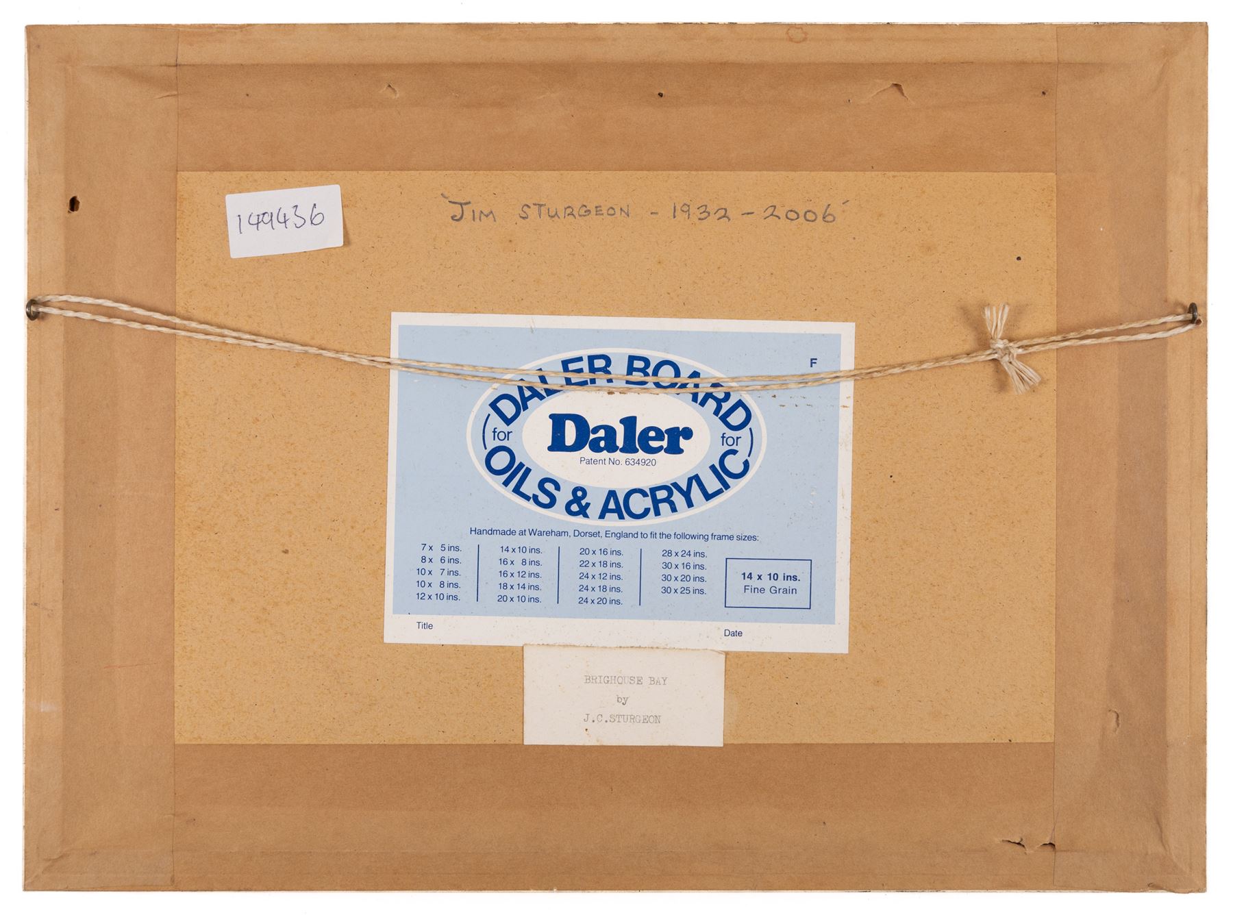 Jim Sturgeon (Scottish 1932-2005): 'Brighouse Bay', oil on canvas board signed, titled on label verso 24cm x 34cm 