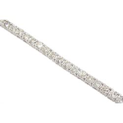 18ct white gold round brilliant cut diamond line bracelet, stamped 18K, total diamond weight approx 2.75 carat