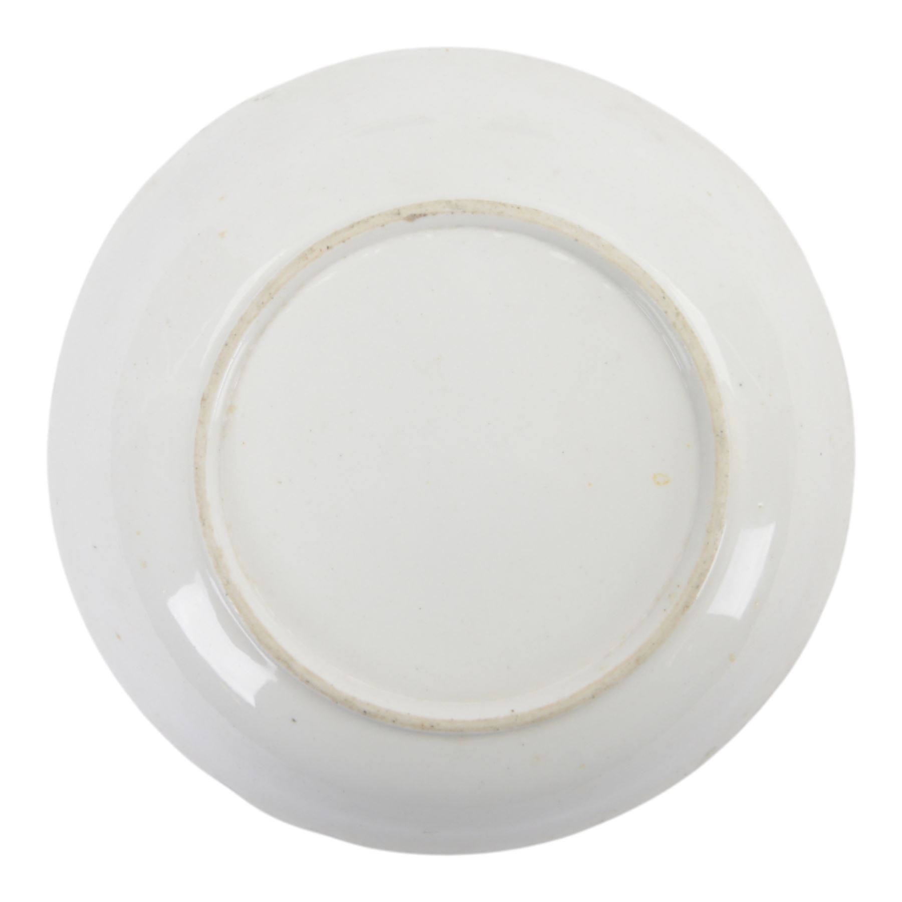 H&R Daniel trio, coffee cup, teacup and a saucer, circa 1825, Gadroon shape with D handle, painted with reserves of fine foliate sprays against a blue ground with gilt trellis detail, coffee cup including handle H8.5cm, saucer D14cm